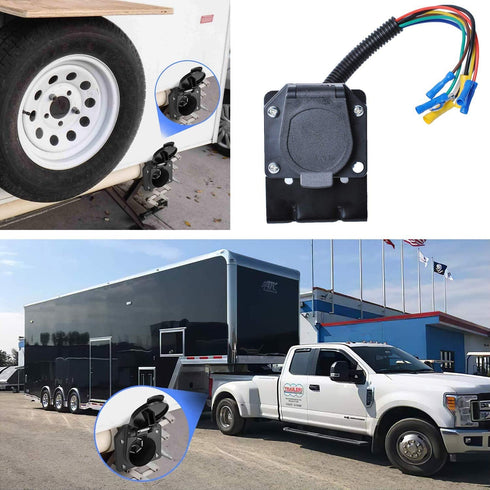 7 Way RV Trailer Light Connector Socket 7 Wire Harness Electrical Quick Converter Adapter with Mounting Bracket,for RV, Truck, Trailer, Camper...