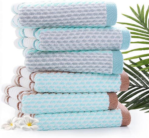 Pidada Hand Towels Set of 2 Striped Pattern 100% Cotton Soft Absorbent Decorative Towel for Bathroom (Brown)...