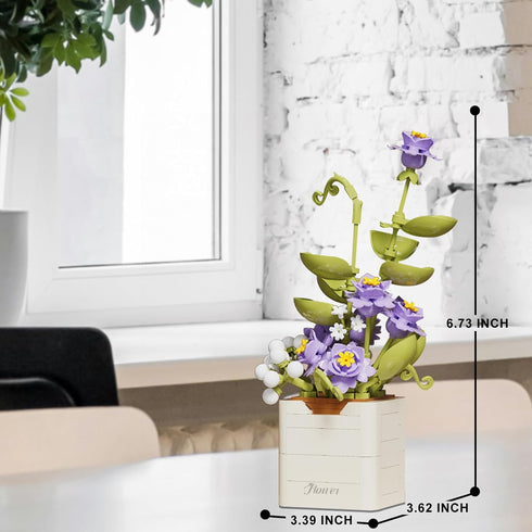 Artificial Flower Bouquet Building Set for Adult,Mini Plant Bonsai Tree Friend Set for Girl,Botanical Collection Gift for Kids,Violet Building Blo...