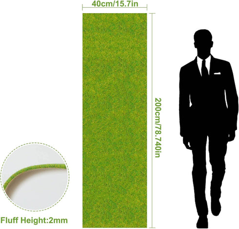 Artificial Model Grass Mat Trains Grass Green 40x200cm or 15.7‘’ x 78'' for Decoration Kids Craft Scenery Model DIY CP2138 (Grass Green)...