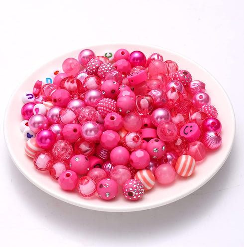 820PCS+ Breast Cancer Awareness Beads Charms for Jewelry Making, Enamel Pink Ribbon Charms Assorted Pink Loose Beads Letter Beads for Bracelet Nec...
