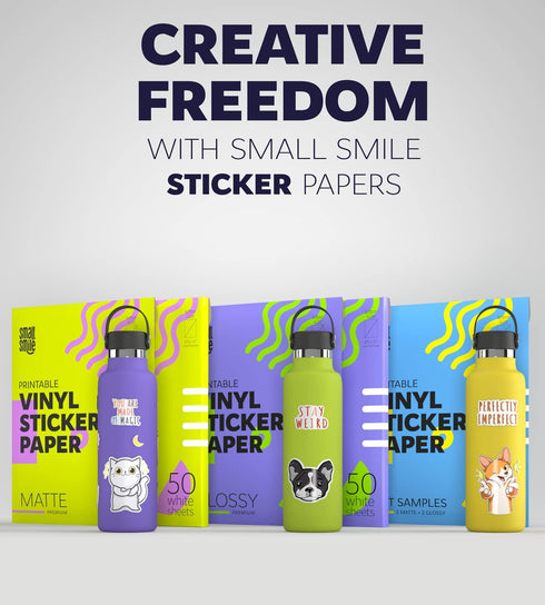 Premium Printable Vinyl Sticker Paper for Inkjet Printer and Laser - 20 White Matte Sticker Paper Waterproof - Durability Adhesive Paper 8.5 x 11,...