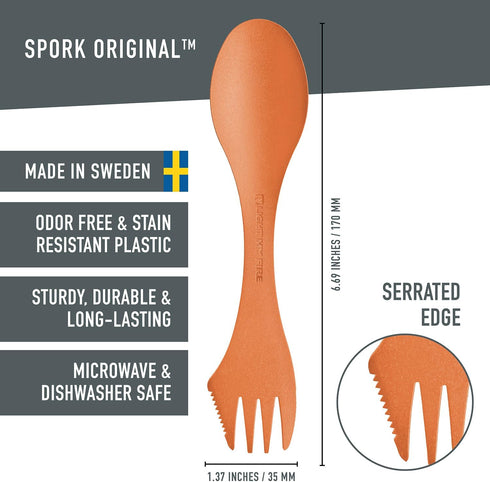 Light My Fire Spork Original 3-in-1 Camping Spoon Fork Knife Combo Reusable Travel & Camping Utensils Lunch Spork Outdoor Backpacking Hiking Picni...