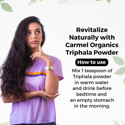 CARMEL ORGANICS Triphala Powder (8 Ounces) for Digestive Support | No Added Preservatives | Equal Blend of Harad, Baheda & Amla Fruits...