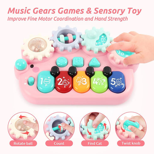 BAOLI Baby Piano Toys 18 Months, Kids Piano Keyboard with Gears Game, Light Up Musical Toys for Toddlers Boys Girls, Early Educational Music Toy, ...