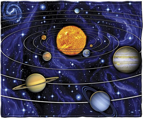 Dawhud Direct Fleece Throw Blanket - 50x60-Inch Plush Space Blanket with Solar System Design for Kids and Adults - Soft and Cozy for Bed, Couch, o...