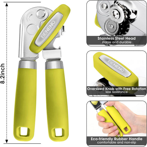 Can Opener Manual, Can Opener with Magnet, Hand Can Opener with Sharp Blade Smooth Edge, Handheld Can Openers with Big Effort-Saving Knob, Can Ope...