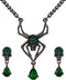EVER FAITH Halloween Jewelry Set Vintage Gothic Spider Skull Round Crystal Pendant Necklace Drop Earrings Set for Women...