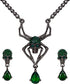 EVER FAITH Halloween Jewelry Set Vintage Gothic Spider Skull Round Crystal Pendant Necklace Drop Earrings Set for Women...