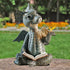 Baby Dragon Reading Book Statue, 5.9-Inch Tall Cute Dinosaur Holding Butterfly Figurines Art Resin Sculpture Outdoor Garden Decor Home Desk Orname...