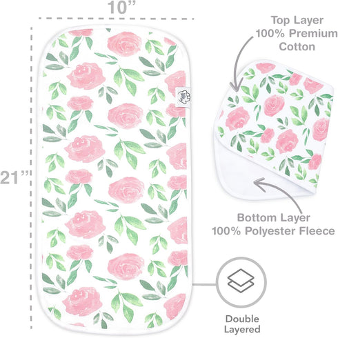 Baby Burp Cloths - 5 Pack Large - Double Layered Top Layer 100% Cotton and Bottom Layer 100% Polyester Fleece Absorbent Burping Cloth Extra Absorb...