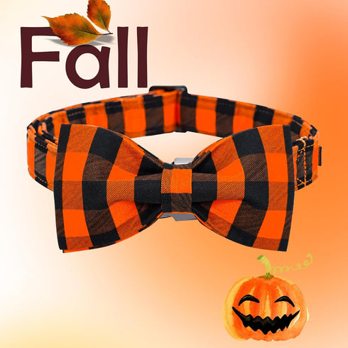 Lionheart glory Dog Collar Fall Dog Collars with Bow Tie Halloween Dog Collar Bow Female Male Pet Collar Dogs Collar Bows Duty Adjustable Dog Bow ...