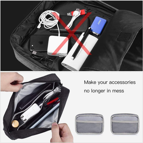 imComor Universal Electronics Accessories Case, 2-Pack Portable Soft Carrying Case Bag Wire Cable Organizer for Hard Drive, Power Adapter, Laptop ...