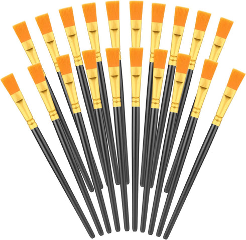 20pcs Flat Paint Brushes 0.5 Inch Wide, Watercolor Acrylic Paint Brushes Bulk Synthetic Nylon Oil Painting Brushes for Artists Professional Amateu...