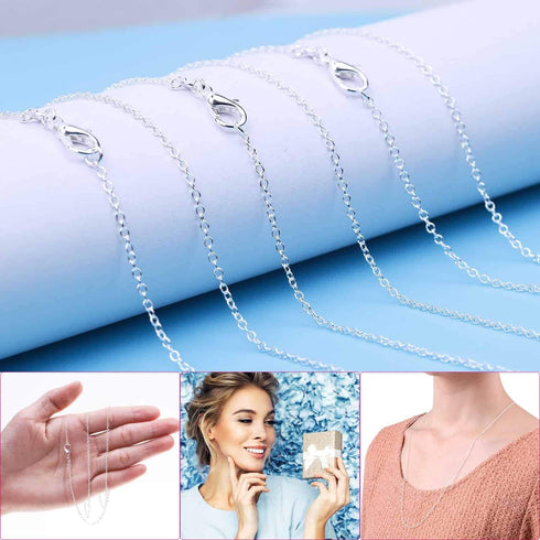Necklace Chain Bulk for Jewelry Making, Cridoz 36 Pack Jewelry Chain Silver Plated Necklace Chains for Jewelry Making, 1.2 mm (24 Inches)...