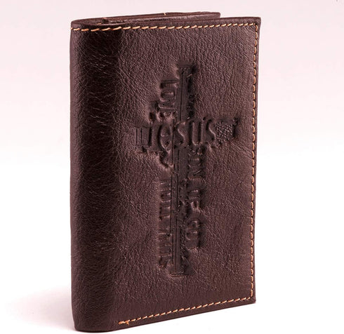 Christian Art Gifts Genuine Leather Wallet for Men RIFD Blocking Multi-purpose Slots Single-section Billfold Card Holders Quality Classic Brown Le...