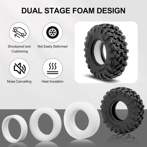OGRC 1.0 Tires Dual Stage Foam Tyres Soft & Sticky for 1/24 SCX24 Gladiator Bronco C10 JLU Deadbolt B17 FCX24 1/18 TRX4-M - Rock and Trail Pro...