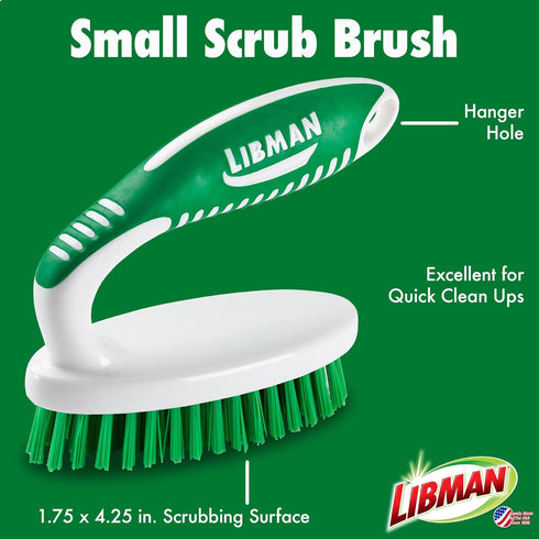 Libman Scrub Brush Kit – Three Different Durable Brushes for Grout, Tile, Bathroom, Kitchen. Easy to Handle, Strong Fibers for Tough Messes – Fami...