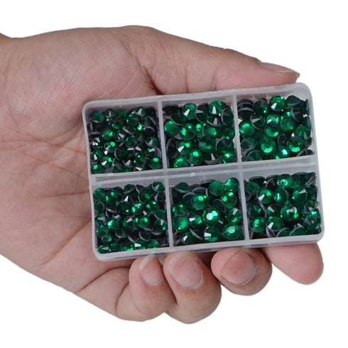 LPBeads 6400 Pieces Hotfix Rhinestones Emerald Flat Back 5 Mixed Sizes Crystal Round Glass Gems with Tweezers and Picking Rhinestones Pen...