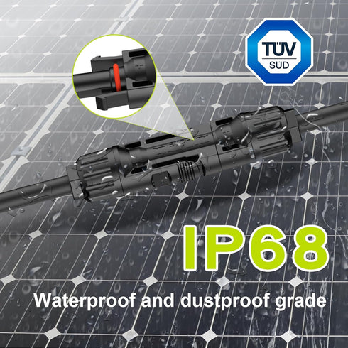 Solar Panel Parallel Connectors 10AWG, Tool-free Solar Wire Connectors, Solar Branch Connector,Solar Panel Adapter,Solar Panel Y Connector,IP68 Wa...