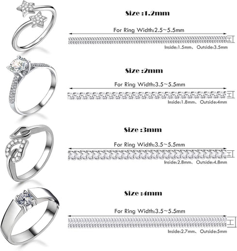 Hicarer 69 pcs Ring Sizer Adjuster for Loose Rings Invisible Ring Guards Adjuster with Measuring Tool Polishing Cloth for Men and Women(Transparen...