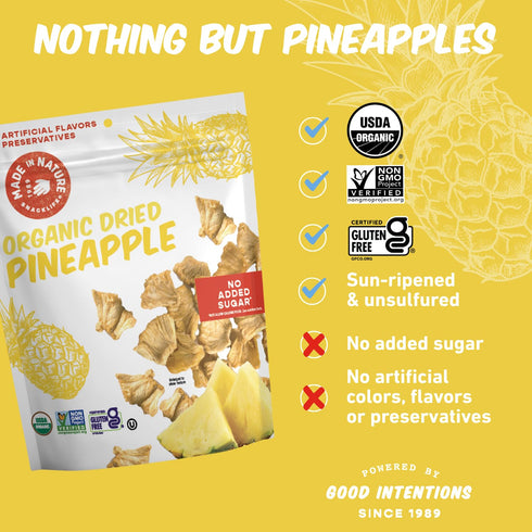 Made In Nature Organic Dried Pineapples, 7.5 Ounce (Pack of 1) – Vegan Snack, Non-GMO, Unsulfured, Gluten Free, Kosher...