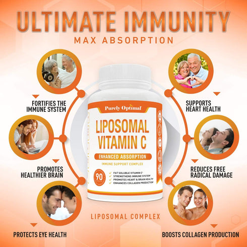 Premium Liposomal Vitamin C Supplement - High Absorption, Fat Soluble Ascorbic Acid Vitamin C 1000mg for Immune Support - Collagen & Immune System...