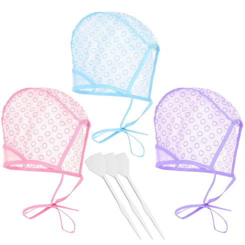 3 Pcs Hair Highlighting Cap with Hook Salon Hair Coloring Cap Hair Dye Cap with Holes Hair Frosting Caps for Highlighting Hair Highlight Cap Kit f...