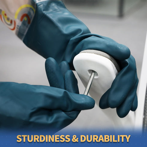 BOOMJOY PVC Cleaning Gloves with Lining, Long Cuff Dishwashing Gloves Heavy Duty, Reusable Large Gloves for Kitchen, Bathroom, Gardening, Working,...