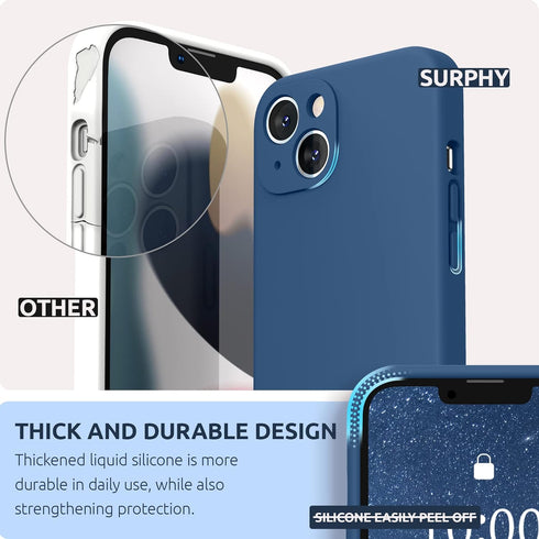 SURPHY Compatible with iPhone 13 Case with Screen Protector, (Camera Protection & Soft Microfiber Lining) Liquid Silicone Phone Case 6.1 inch 2021...