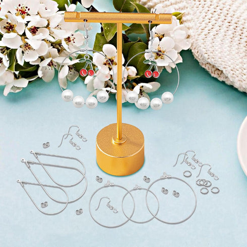 YaeYur 372Pcs Beading Hoop Earrings for Jewelry Making Earring Finding Hypoallergenic Teardrop Round Beading Hoop Earring Hooks and Backs Open Jum...