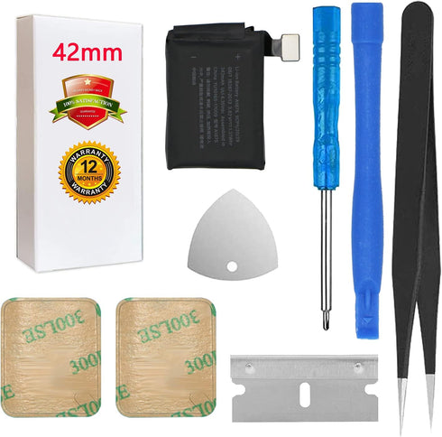 ASDAWN A1875 Battery Replacement Compatible with Apple Watch Series 3 42mm 3rd Generation A1875 A1850 with Repair Tool Set + Back Cover Adhesive...
