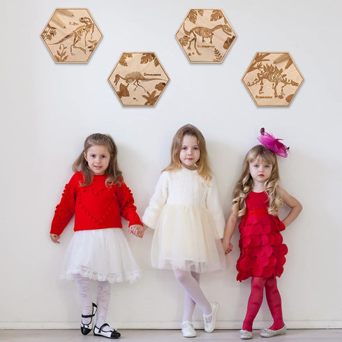Maitys 4 Pcs Dinosaur Room Wall Decor for Boys 5.1'' x 5.9'' Wooden Dino Wall Art for Kids Baby Nursery Playroom Bedroom Classroom Decorations...