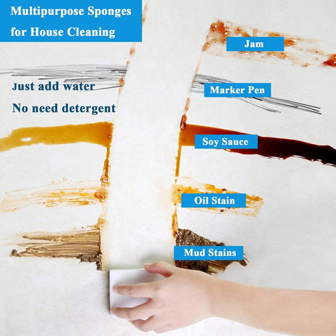Magic Cleaning Sponges Eraser, 100 Pack Premium Melamine Sponge Foam Cleaning Pads, Dish Sponges, White Household Cleaning Scrub Sponge for Kitche...