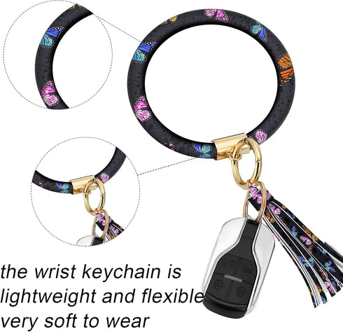 Butterfly Steering Wheel Cover Women Car Accessories Set with Car Cup Holder and Keyring Bracelet Butterflies Design Grip Steering Wheel Cover for...