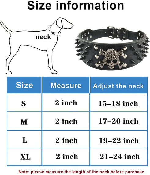Spiked Studded Dog Collar, PU Leather Dog Collar, Adjustable Pet Collars for Medium or Large Breed Pet (L, Gold Brown)...
