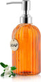 16 OZ Soap Dispenser?Tempered Glass Clear Vertical Stripe with 304 Rust Proof Stainless Steel Pump Refillable Liquid Hand Soap Dispenser?for Bathr...