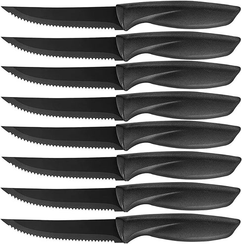 Steak Knives Set of 8, Stainless Steel Serrated Steak Knife, Sharp Serrated Edges, Comfortable Grip Ergonomic Non-Slip Handle, Dishwasher Safe(8.5...