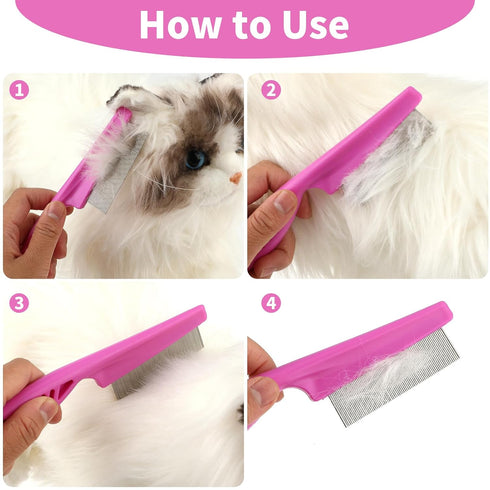 Pet Hair Comb Tear Stain Removal,2 Pack Multifunctional Pets Grooming Comb Kit 2 in 1 Dog Combs Stainless Grooming Massage Dual-Sided Comb for Kno...