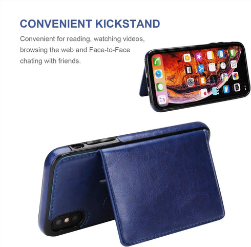 KIHUWEY Compatible with iPhone Xs/X Wallet Case Credit Card Holder, Premium Leather Kickstand Durable Shockproof Protective Cover for iPhone X/Xs ...