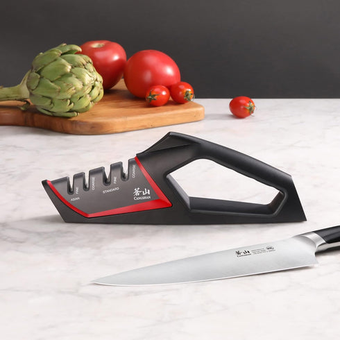 Cangshan SHARK Series 1026818 4-Stage Knife Sharpener, Red...
