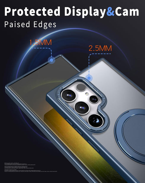 360° Rotation Magnetic Stand for Samsung Galaxy S22 Ultra/S23 Ultra Case with 2 Screen Protectors, Compatible with Magsafe, Military-Grade Drop Pr...