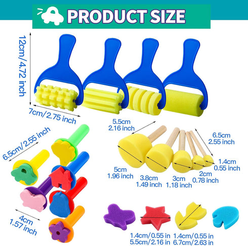 YGDZ Paint Sponges for Kids, 39pcs Early Learning Toddlers Sponge Paint Brushes Stamps Foam Art Craft Drawing Tools...