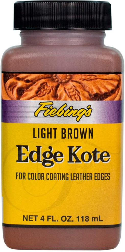 Fiebing's Edge Kote (4oz, Light Brown) - Leather Edge Paint for Shoes, Furniture, Purses, Couches, Belts - Flexible, Water Resistant, Semi Gloss C...