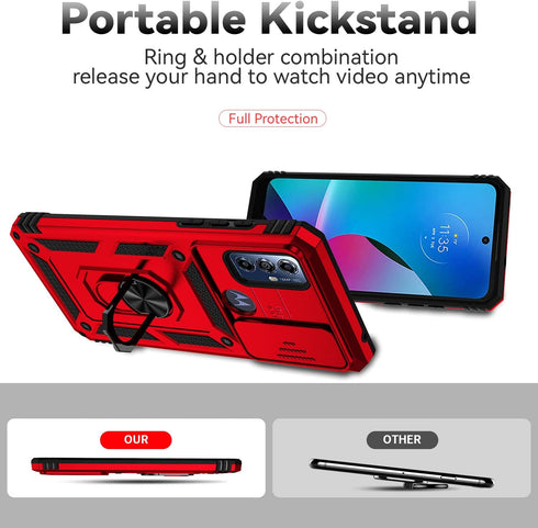 SunStory for Motorola Moto G Play 2023 Case,Moto G Pure Case, Moto G Power 2022 Case with HD Screen Protector & Slide Camera Cover & Kickstand, [M...