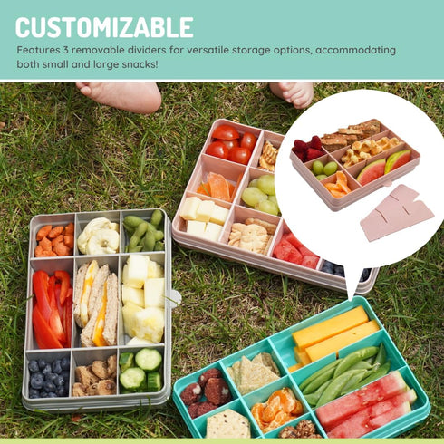 melii Snackle Box – Divided Snack Container, Food Storage for Kids, Removable Dividers, Arts & Crafts, Beads, BPA-Free – 12 Compartments (Pink)...