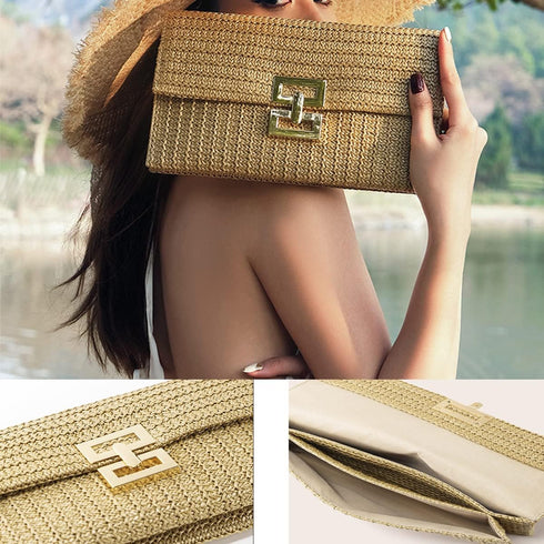 Straw Clutch Purse for Women Cute Vacation Beach Straw Clutch Bags Summer Woven Bag Envelope Handbag Bag 2024...