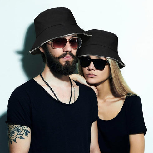 2 Pcs LED Light up Bucket Hat Set LED Light up Bucket Hat LED Bucket Hat for Men and Women Unisex (Black, Neon)...