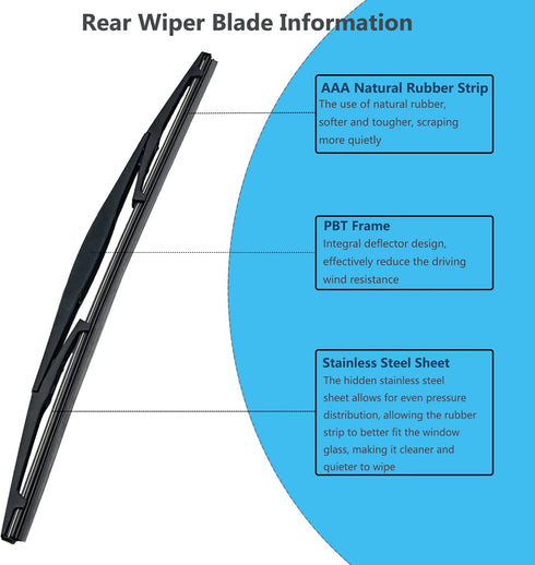 Rear Window Wiper Arm & Blade Replacement for Honda Odyssey 2011-2017 Rear Windshield Wiper Arm & Blade, Factory OE Style Rear Window Wiper Arm Bl...