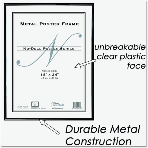 NuDell 31222 Metal Poster Frame, Plastic Face, 18 x 24, Black...